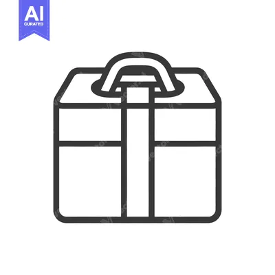 Aset desain premium: A simple outline drawing of a gift box with a handle