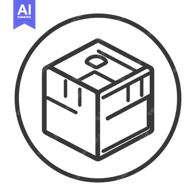 Aset desain premium: A simple black and white illustration of a delivery box