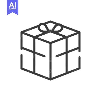 Aset premium populer: A simple illustration depicts a gift box tied with a bow