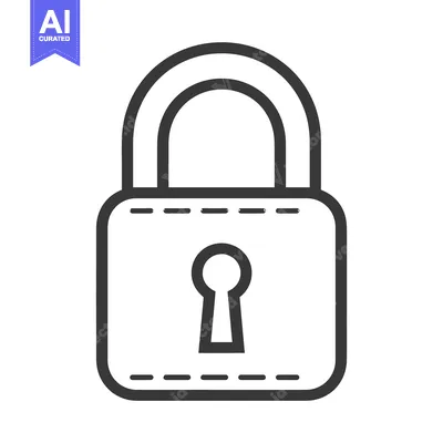 Aset desain premium: A simplistic graphic illustration of a closed metal padlock security l