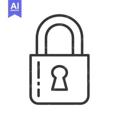 Premium design asset: A simple line drawing of a security padlock symbol