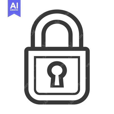 Premium design asset: Simple monochrome line drawing of a locked padlock symbol
