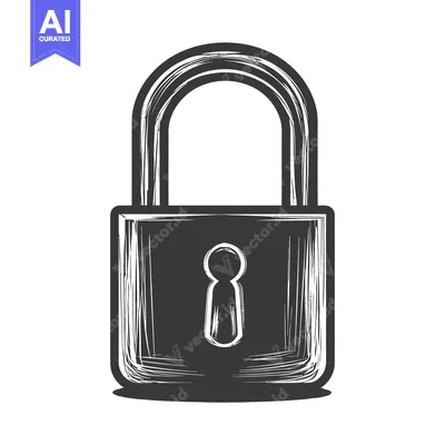 Aset premium populer: Simple black and white depiction of a padlock symbol