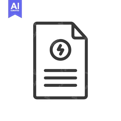 Aset premium populer: Electricity Bill Icon: Minimalist Design with Bold Lightning Symbol on