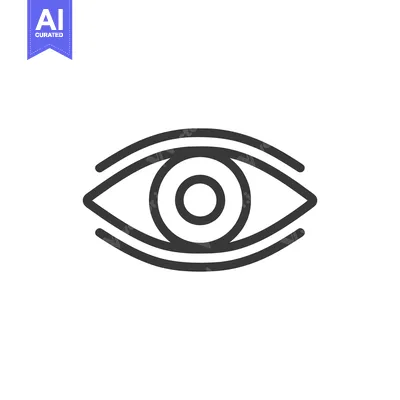 Aset premium populer: Minimalist Eye Icon: Simple Black Outline on White Background, Vision