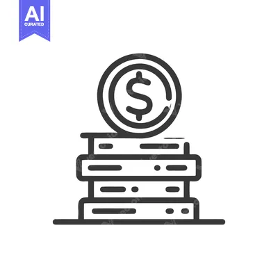 Aset desain premium: Stacked Wealth: Minimalist Coin Icon on Rectangular Bars, Financial Gr