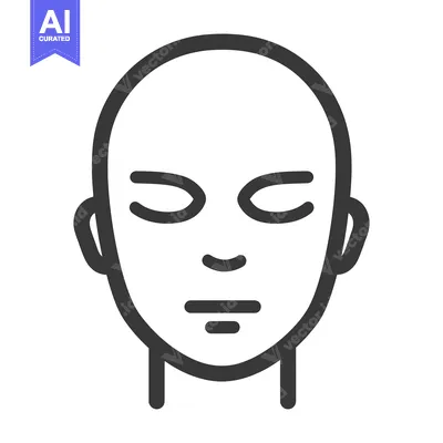 Aset desain premium: A simple illustration of a human face with closed eyes