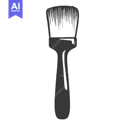 A simple black and white illustration of a painting paintbrush