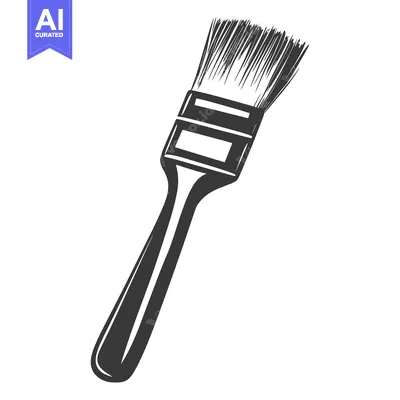 A black and white image of a paint brush tool