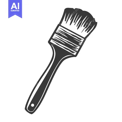 A hand drawn black and white image of a paint brush
