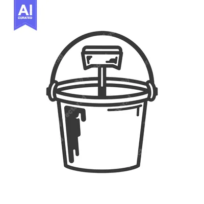 A Simple Illustration of a Bucket Filled with Paint