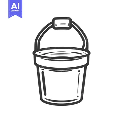 Aset premium populer: A black and white illustrated image of a simple bucket
