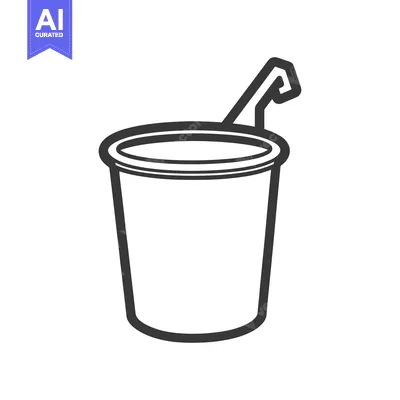 Aset premium populer: A Simple Line Art Depiction of a Drinking Cup with Handle