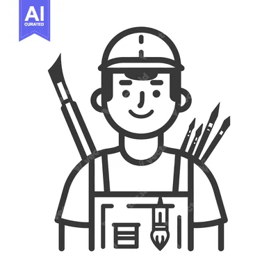 Popular premium asset: A smiling artist wearing a helmet carrying art tools