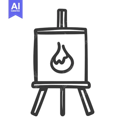 Premium design asset: A drawing of an easel with a single flame on it