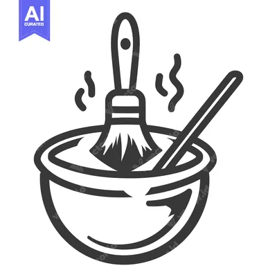 Aset desain premium: A bowl containing liquid with a brush and a stir stick