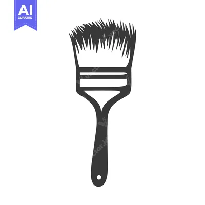 Aset desain premium: A simple monochrome illustration of a paint brush tool