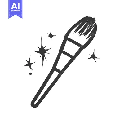 A simple illustration of a cosmetic brush with sparkling stars