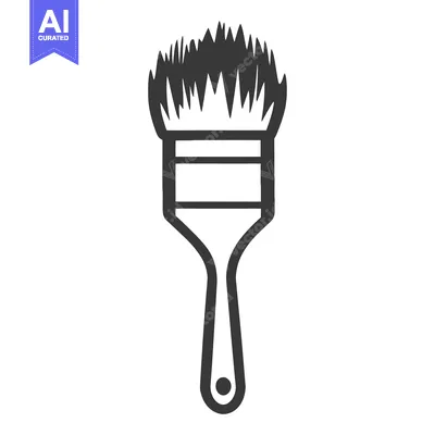 A black line drawing of a paintbrush against white background