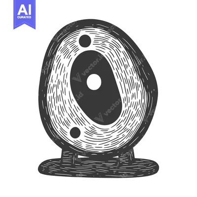 Premium design asset: A stylized egg shaped object with varying circular features