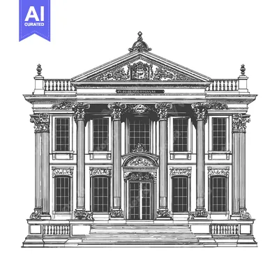 Popular premium asset: An intricately detailed drawing showing a classical building facade