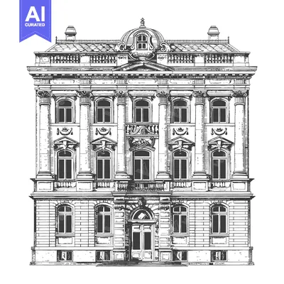 Popular premium asset: Detailed architectural illustration displaying a classic European styl