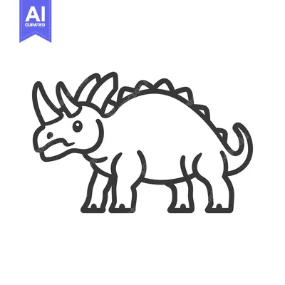 Aset premium populer: A simple illustration of a horned prehistoric plant eating creature