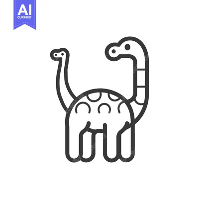 Aset premium populer: Simple outline depiction of a friendly long necked dinosaur