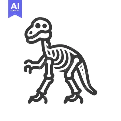 Simple stylized illustration of a dinosaur skeletal structure on white