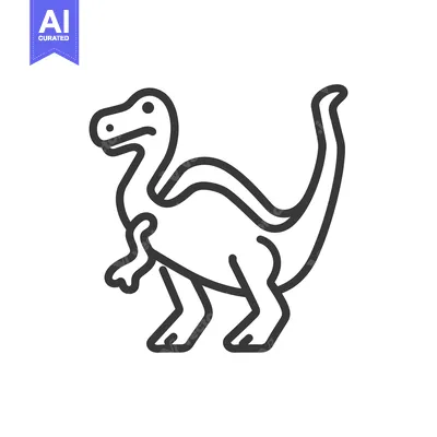 Aset desain premium: A simplistic black and white outline of a dinosaur creature