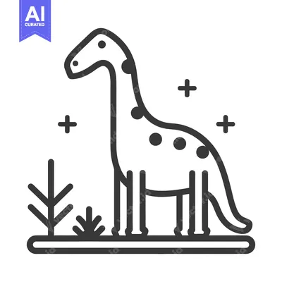 Aset desain premium: A simplistic monochrome illustration of a spotted longnecked dinosaur