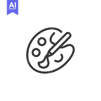Aset premium populer: Minimalist Art Palette and Brush Icon on White Background