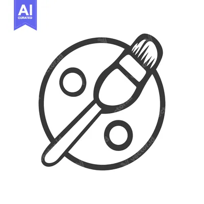Aset desain premium: A simple image depicting a painters brush and palette