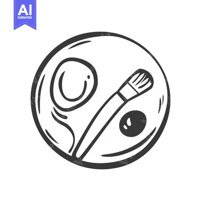 Popular premium asset: A round palette with makeup and a brush for cosmetic application