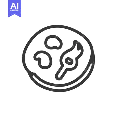 Aset desain premium: A simple linear depiction of a culinary creation on plate
