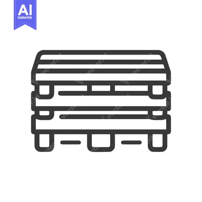 Aset desain premium: Minimalist Pallet Icon: Modern, Bold Line Art for Logistics and Shippi