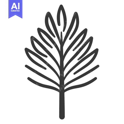 Aset desain premium: A stylized black and white image of a simple leaf design