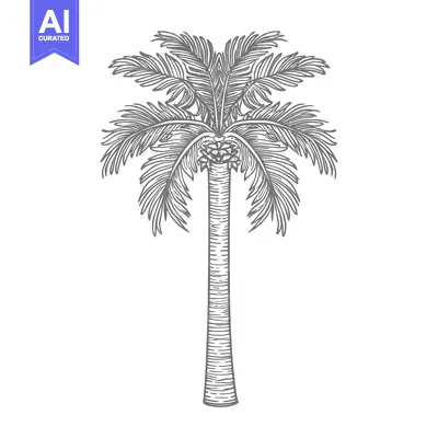 Popular premium asset: Detailed illustration of a tall palm tree with many leafy fronds