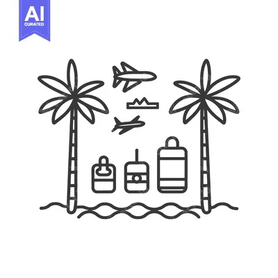 Popular premium asset: Palm Trees, Airplanes, and Luggage on a Tropical Beach