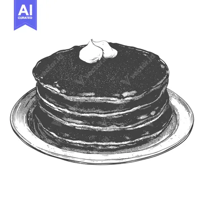 Aset premium populer: A tall stack of delicious pancakes on a white plate