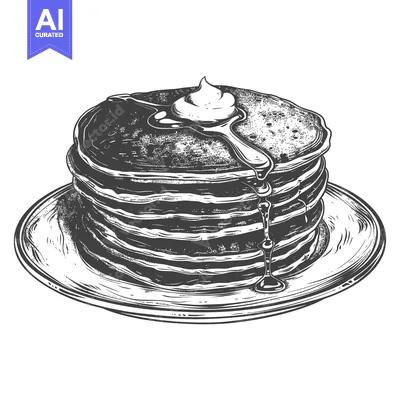Aset desain premium: A stack of delicious pancakes served with syrup and cream