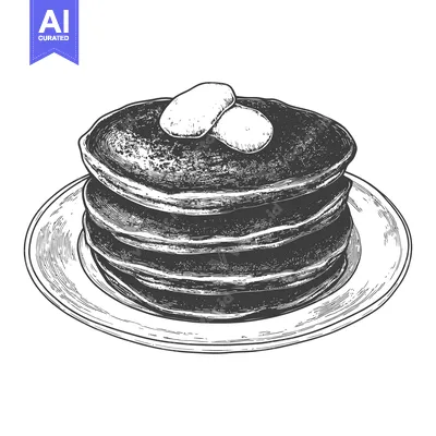 Aset desain premium: A stack of pancakes topped with butter on a plate