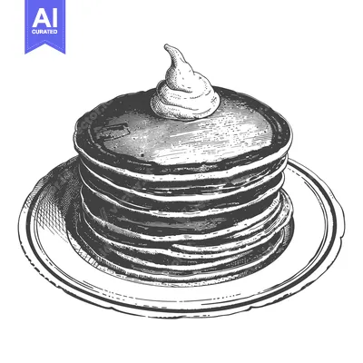 A stack of pancakes topped with whipped cream on a plate