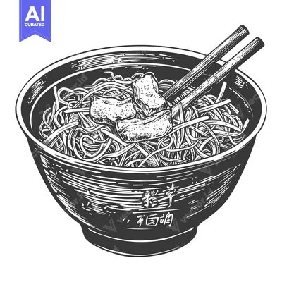 A bowl of noodles with chopsticks and some meat inside