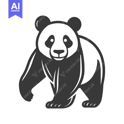 A stylized black and white illustration of a giant panda