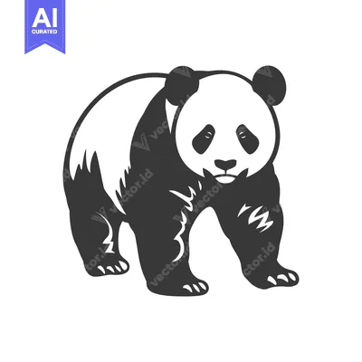 Aset premium populer: A giant panda bear appears walking with its black and white fur
