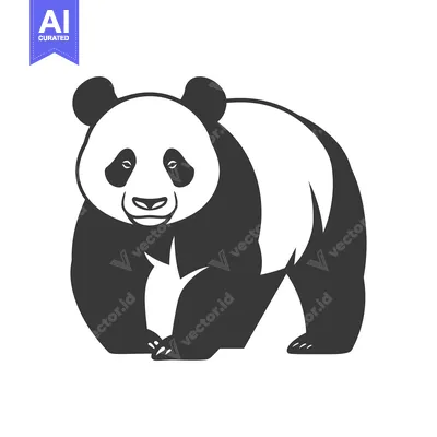 Aset premium populer: A large panda bear depicted in a simple monochromatic style
