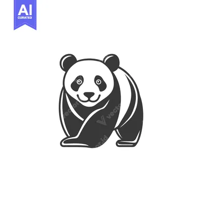 A monochrome graphic depiction of a walking giant panda bear
