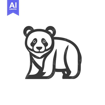 Aset desain premium: A stylized illustration of a black and white panda bear