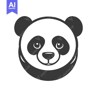 Aset premium populer: A stylized illustration of a panda bear smiling directly at viewer